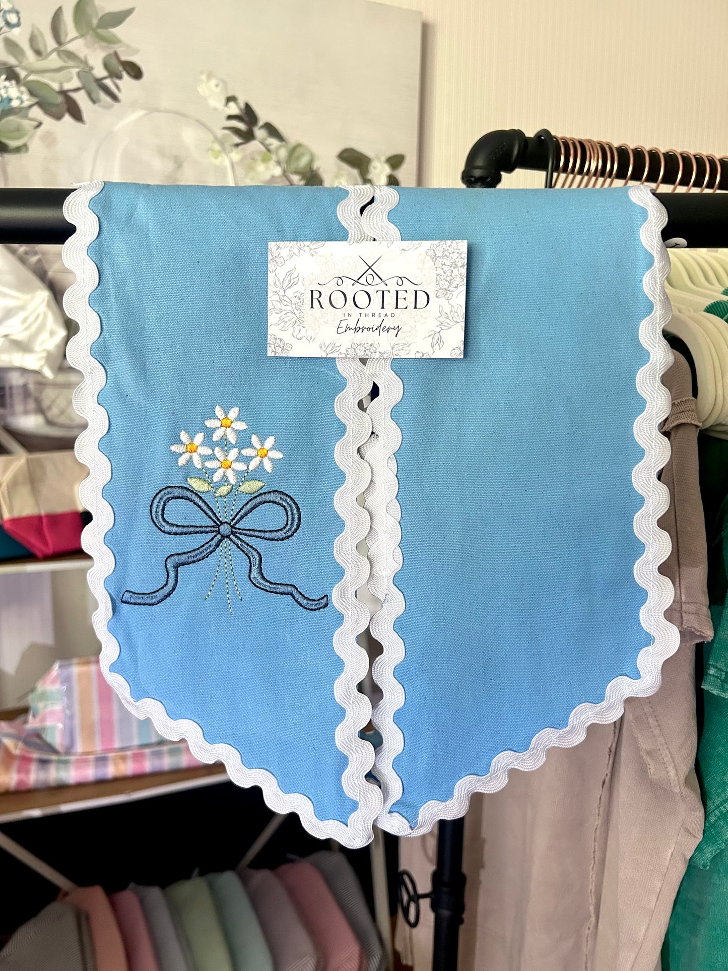 Ditsy Daisy Bouquet Floral Wreath Sash Custom Embroidered