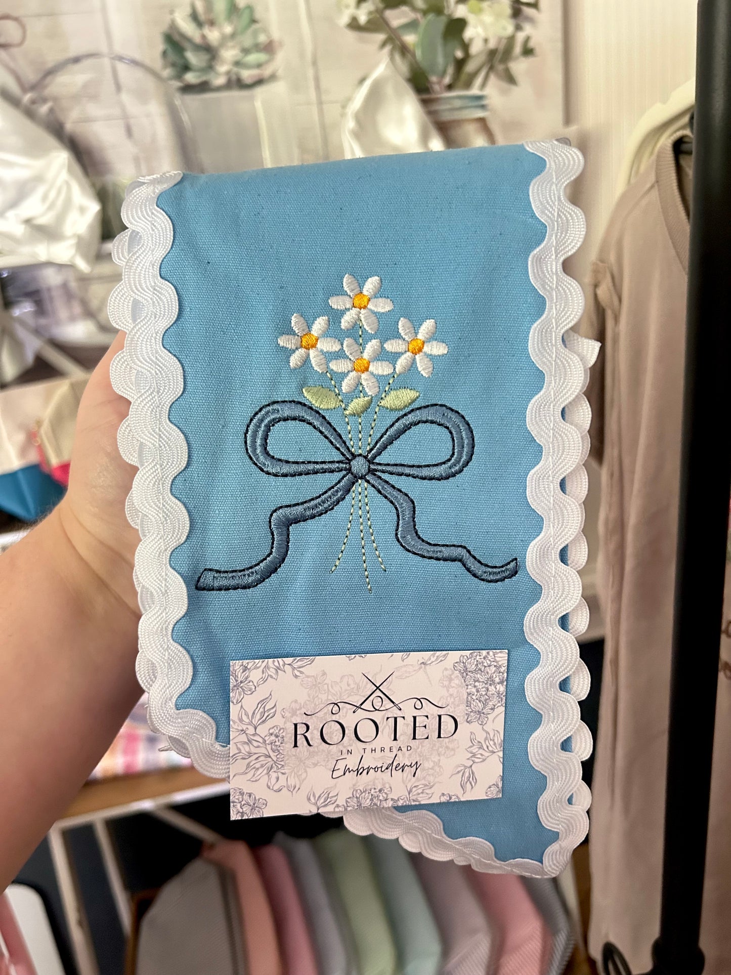 Ditsy Daisy Bouquet Floral Wreath Sash Custom Embroidered