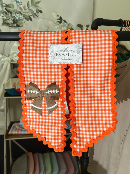 Football Bow Fall Wreath Sash Custom Embroidered