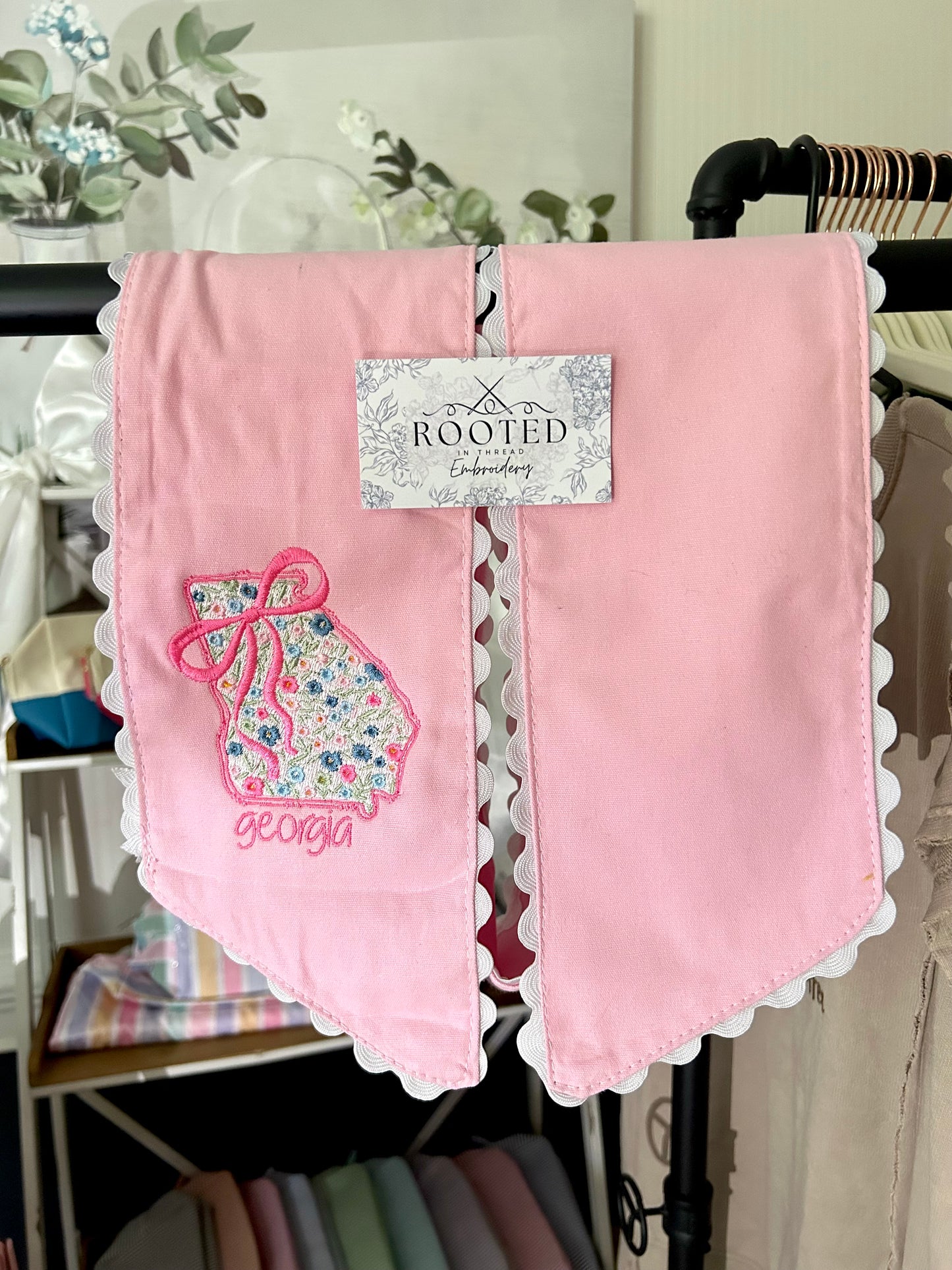 State Floral Georgia Wreath Sash Custom Embroidered