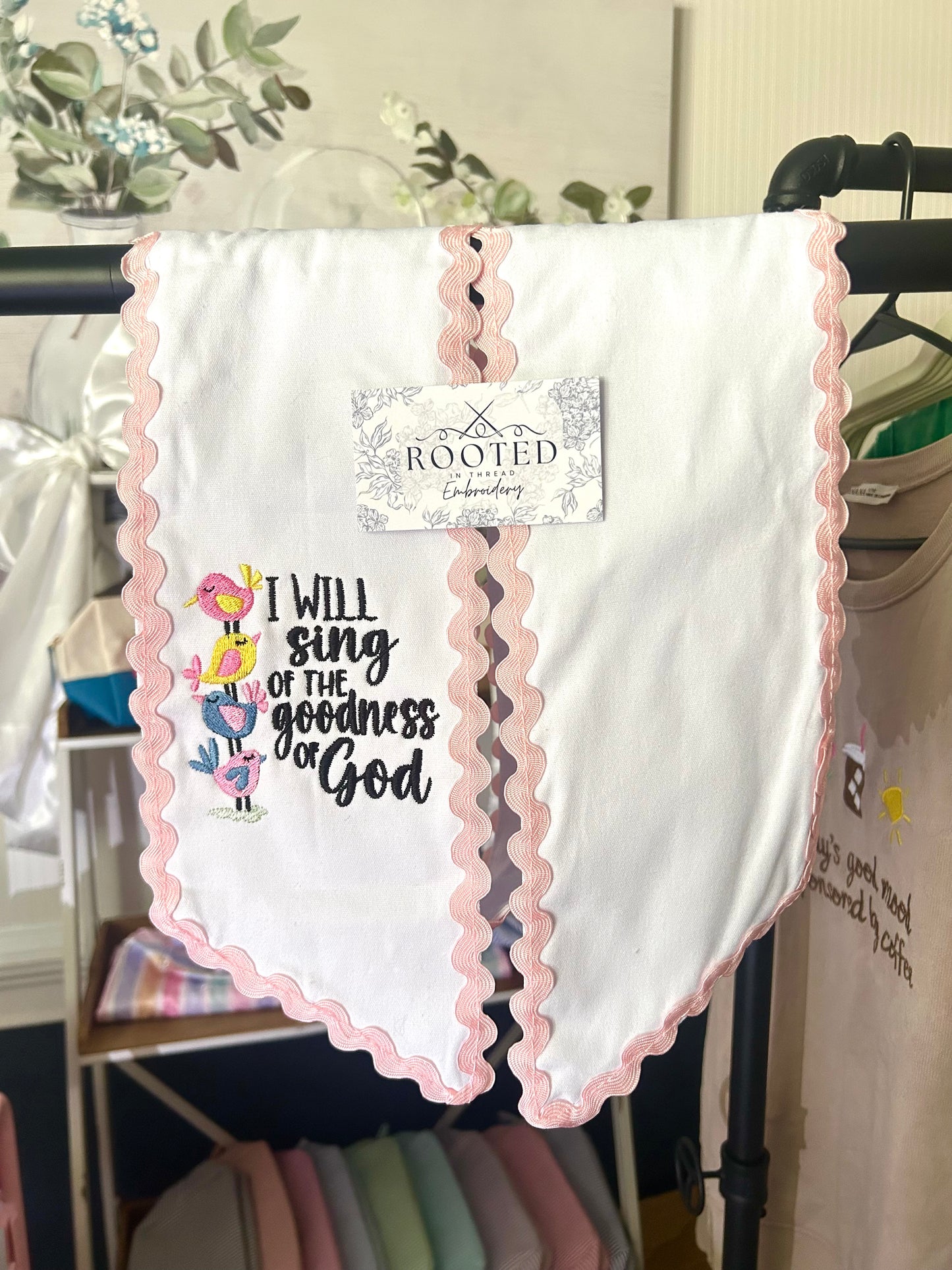 I Will Sing of the Goodness of God Wreath Sash Custom Embroidered