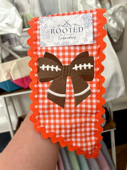 Football Bow Fall Wreath Sash Custom Embroidered