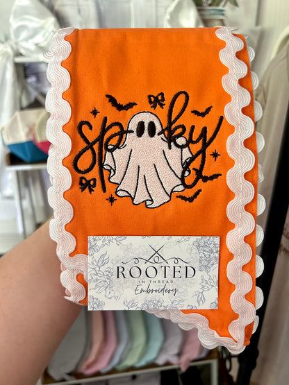Spooky Ghost Halloween Fall Wreath Sash Custom Embroidered