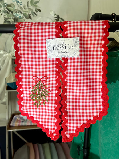 Mistletoe Christmas Wreath Sash Custom Embroidered