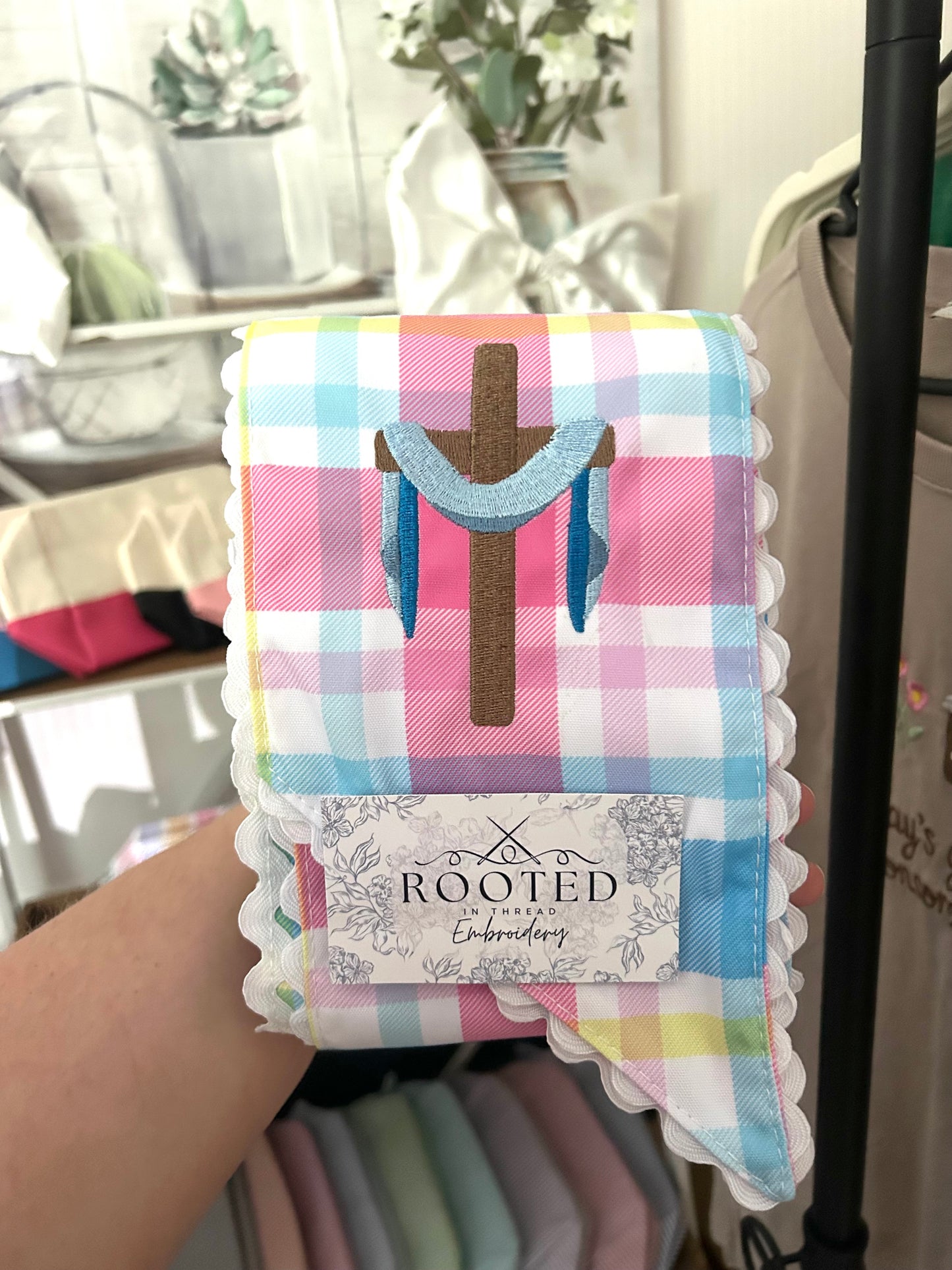 Cross Easter Christmas Wreath Sash Custom Embroidered