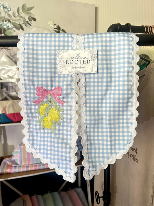 Lemon Wreath Sash with Bow Custom Embroidered