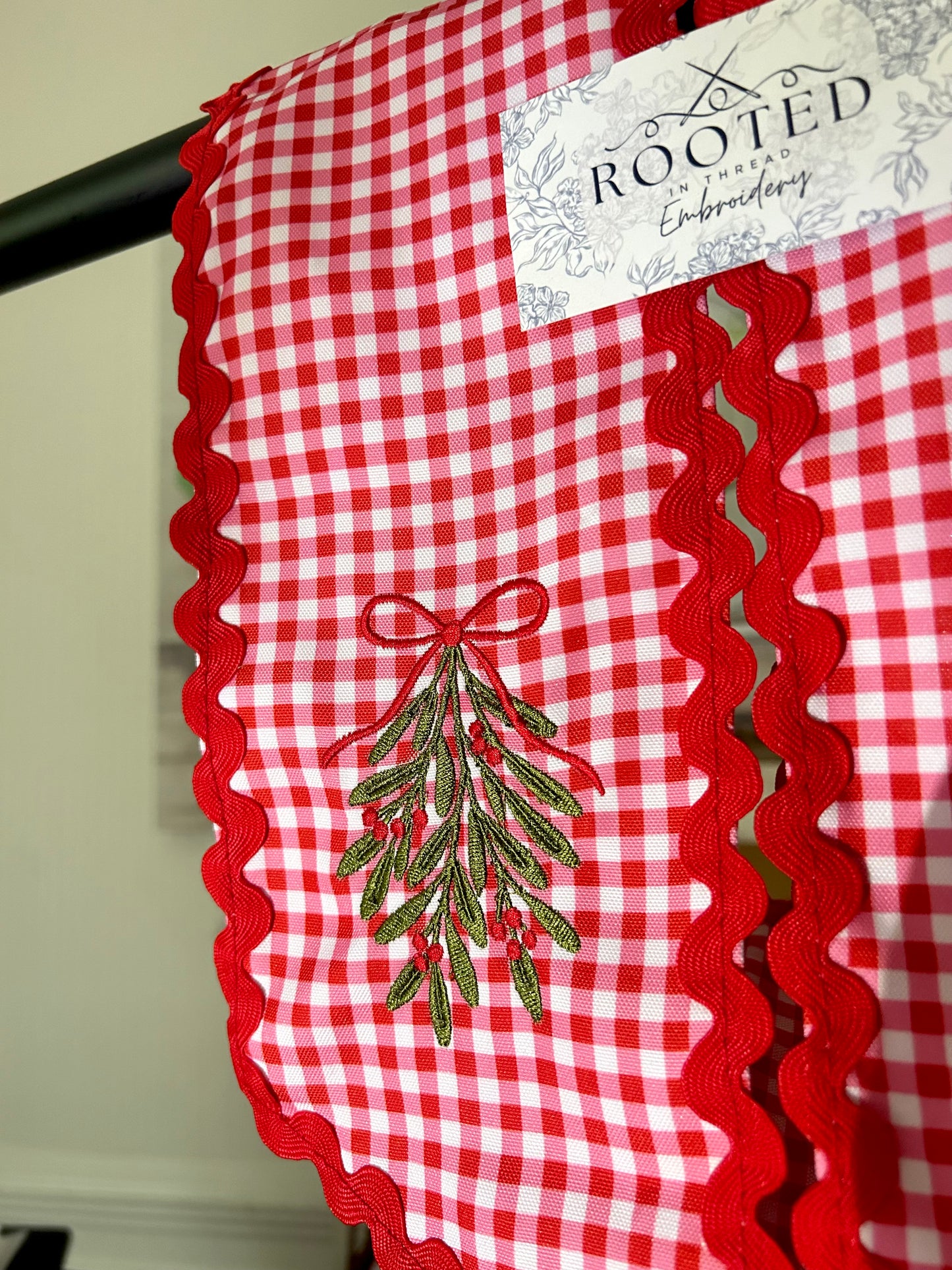 Mistletoe Christmas Wreath Sash Custom Embroidered