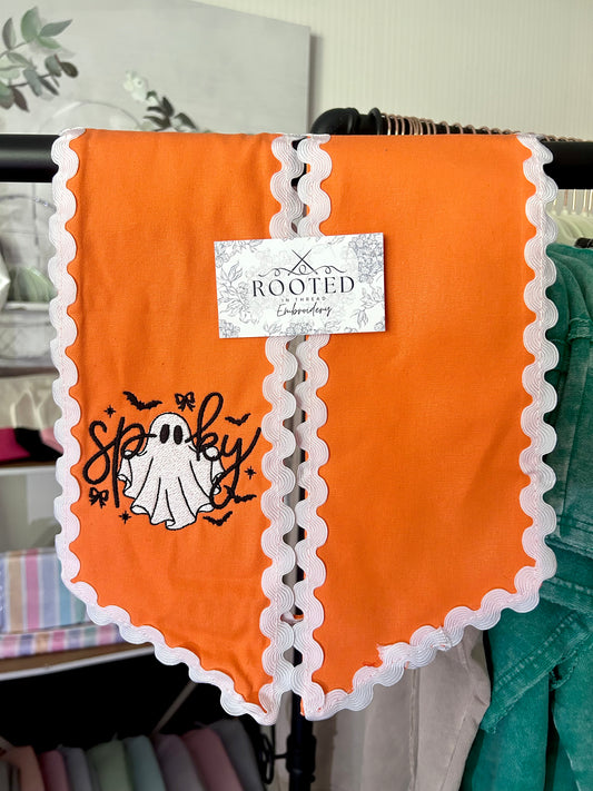Spooky Ghost Halloween Fall Wreath Sash Custom Embroidered