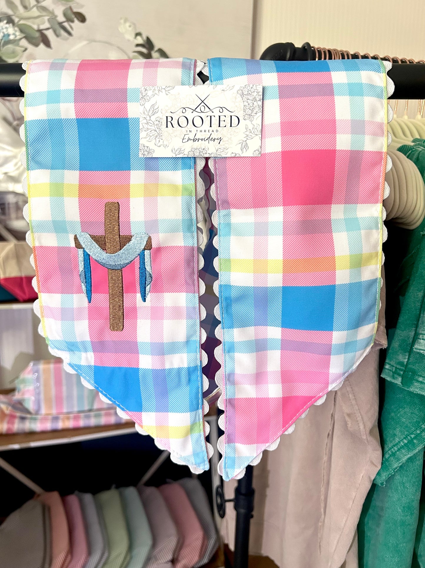 Cross Easter Christmas Wreath Sash Custom Embroidered